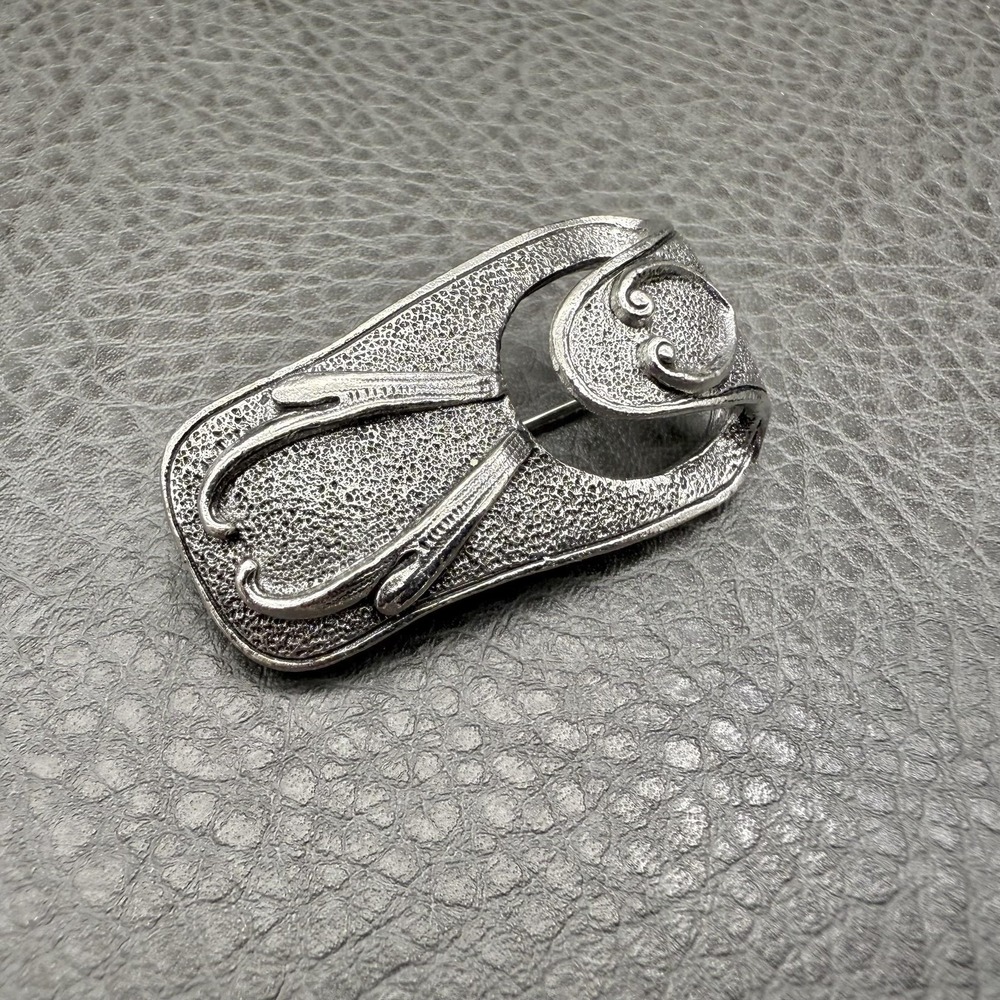 Vintage Sarah Coventry Brooch Split Trick Silver Tone Textured Pin Art Deco